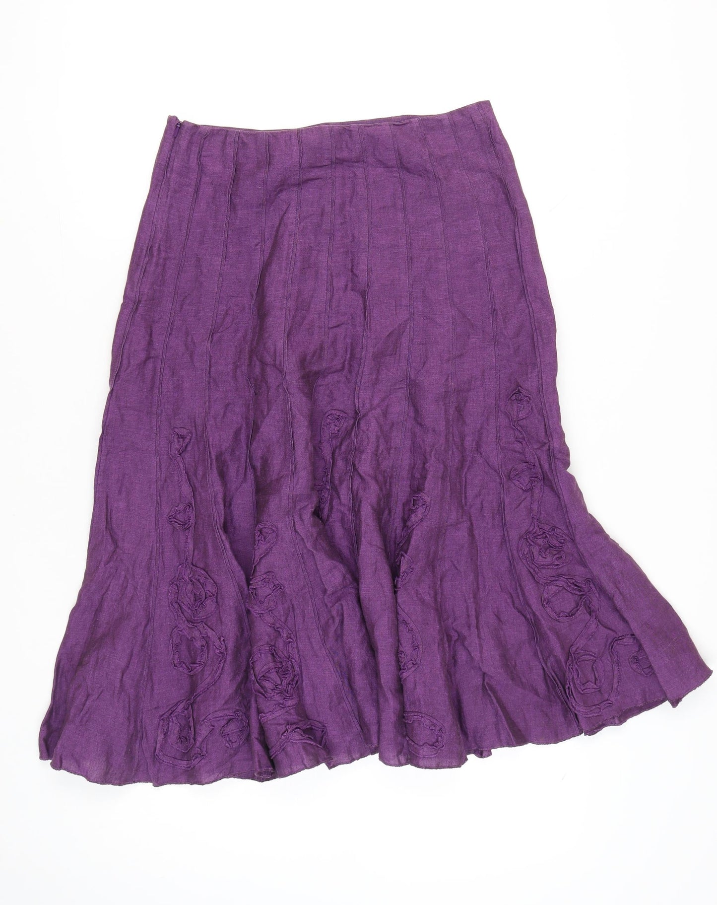 Marks and Spencer Women’s Purple Linen A-Line Midi Skirt Size 10
