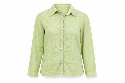 CoCoMenthe Womens Green Striped Button-Up Shirt Size S