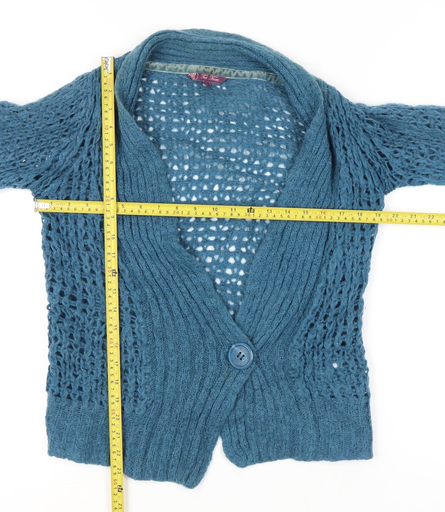 Womens UK Size 8 Fat Face Blue Cardigan Jumper