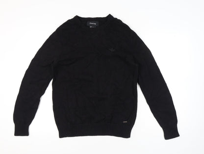 Firetrap Mens Black XL Crew Neck Pullover Jumper Knitwear Casual