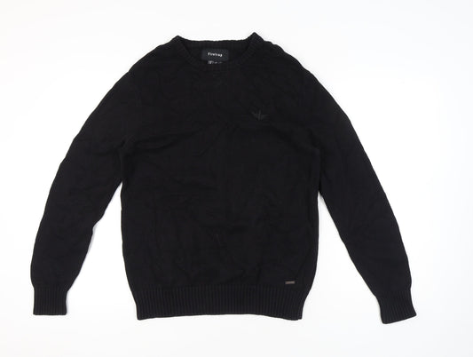 Firetrap Mens Black XL Crew Neck Pullover Jumper Knitwear Casual