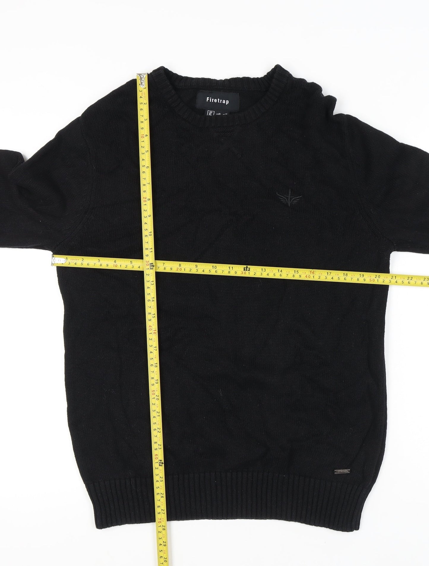 Firetrap Mens Black XL Crew Neck Pullover Jumper Knitwear Casual