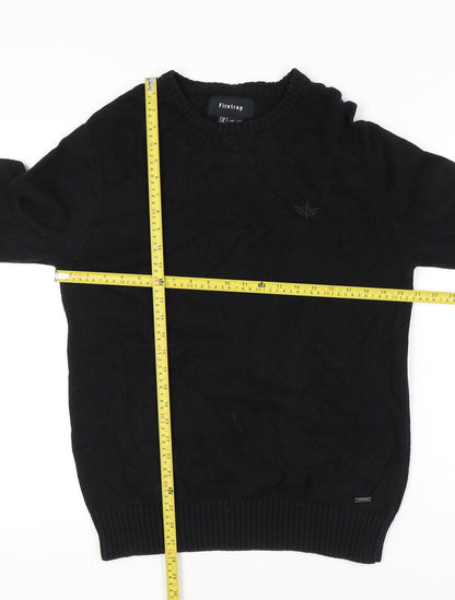 Firetrap Mens Black XL Crew Neck Pullover Jumper Knitwear Casual