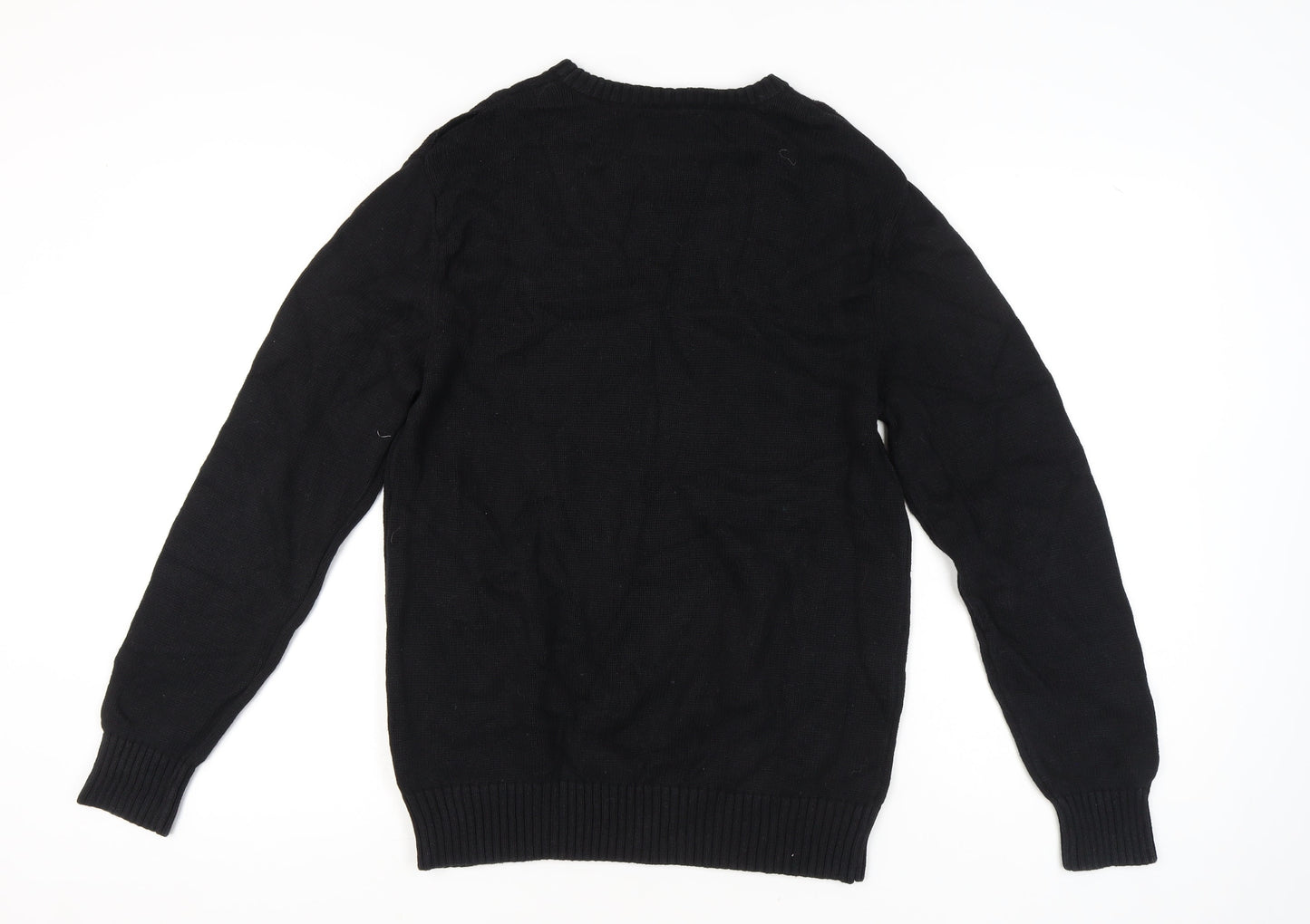 Firetrap Mens Black XL Crew Neck Pullover Jumper Knitwear Casual