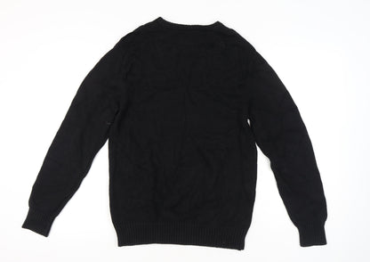 Firetrap Mens Black XL Crew Neck Pullover Jumper Knitwear Casual