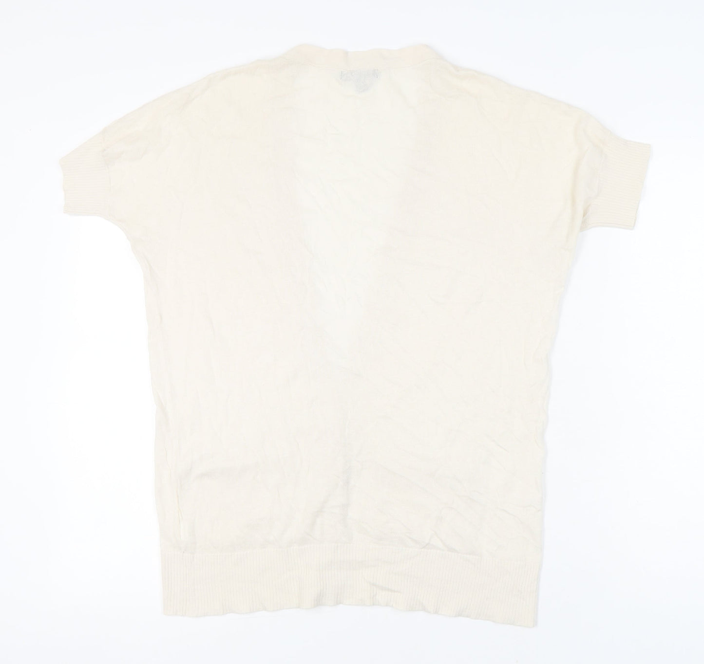 Gap Womens Beige Cotton Cardigan Medium Short Sleeve V-Neck