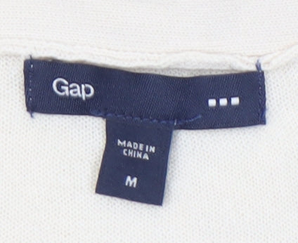 Gap Womens Beige Cotton Cardigan Medium Short Sleeve V-Neck
