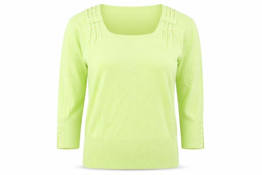 Front view of Roman Originals women’s green, size UK 16, pullover square neck jumper