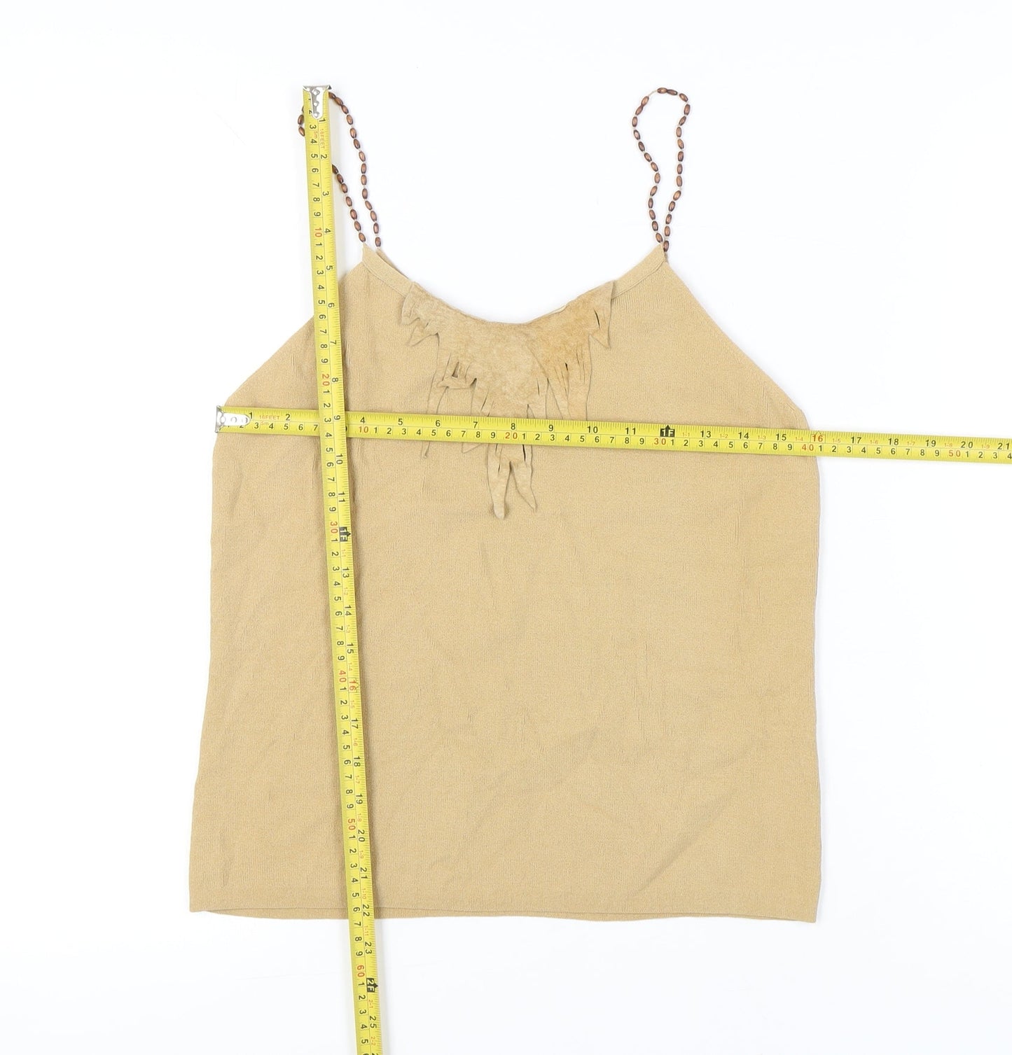 Betty Barclay Women’s Beige Tank Camisole Top Size 14 Fringe Viscose