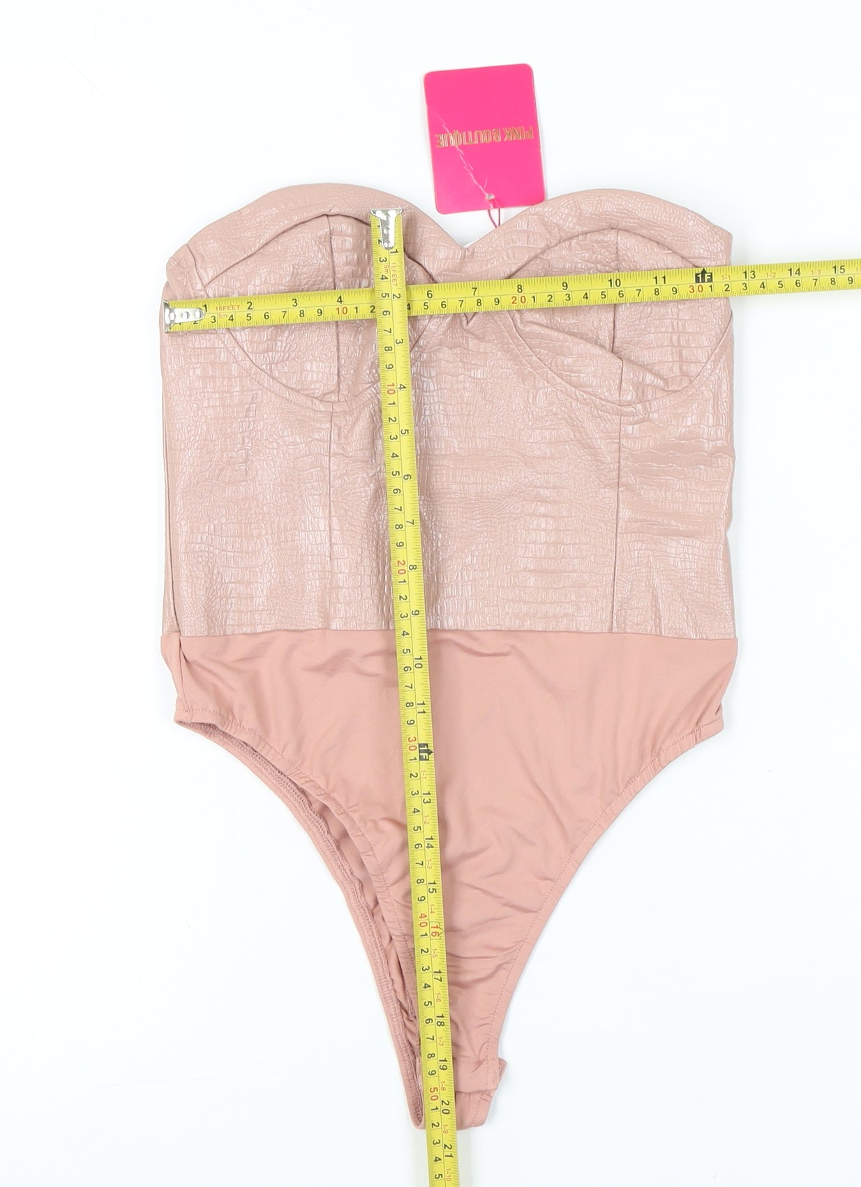 Pink Boutique Womens Beige Size 8 Strapless Bodysuit Partywear