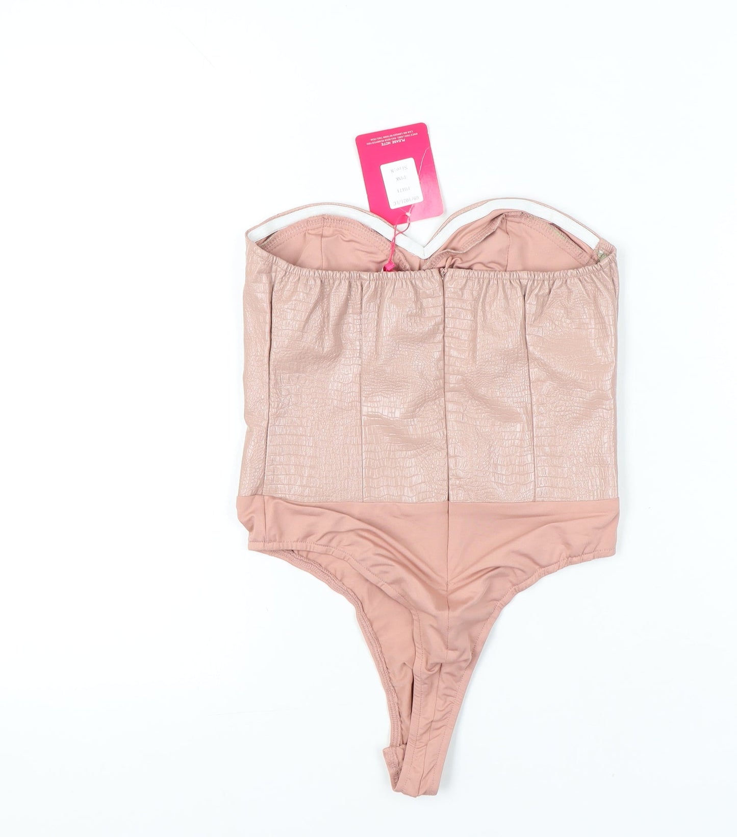 Pink Boutique Womens Beige Size 8 Strapless Bodysuit Partywear