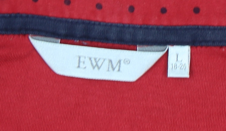 EWM Womens Red Polka Dot Cotton Polo Shirt Size L 16-20
