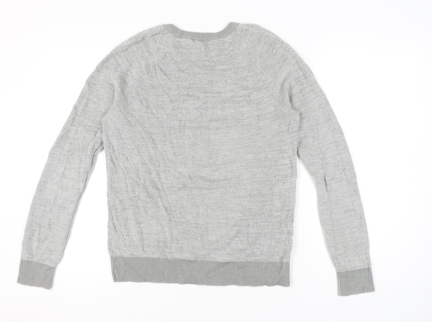 Express Men’s Grey Cotton Crew Neck Jumper Size L Regular Fit