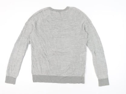 Express Men’s Grey Cotton Crew Neck Jumper Size L Regular Fit