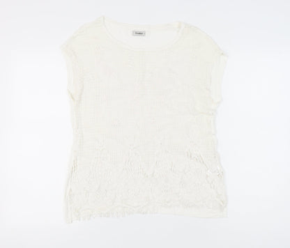 Womens UK Size 8 Pull&Bear Ivory Basic T-Shirt