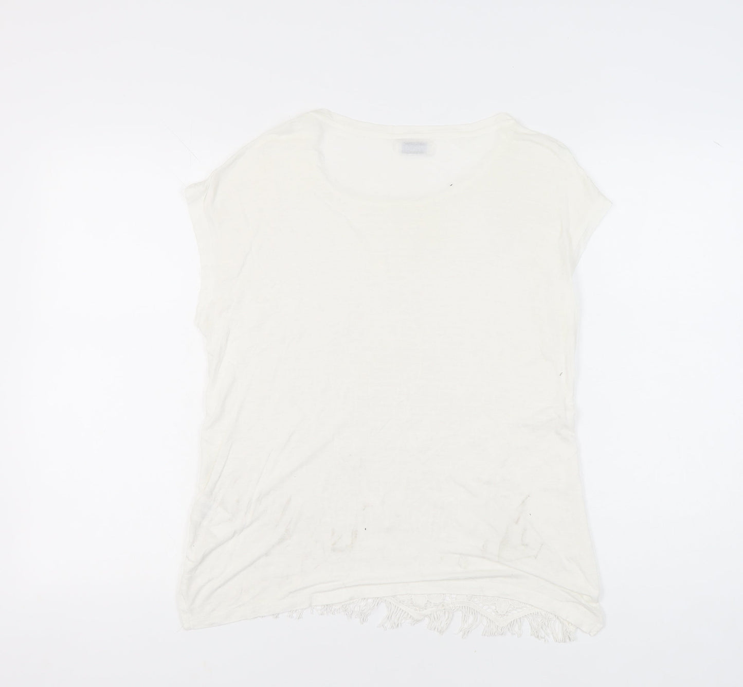 Womens UK Size 8 Pull&Bear Ivory Basic T-Shirt