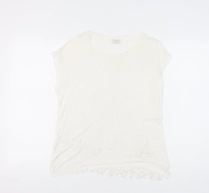 Womens UK Size 8 Pull&Bear Ivory Basic T-Shirt