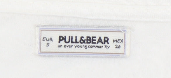 Womens UK Size 8 Pull&Bear Ivory Basic T-Shirt