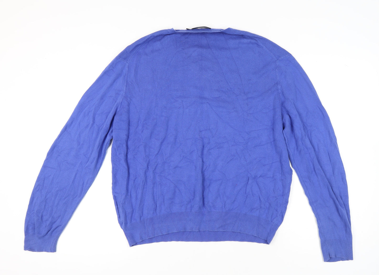 Ralph Lauren Men’s Blue 2XL Cotton V-Neck Jumper Pullover Knit