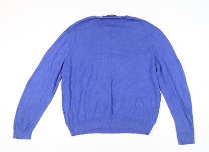 Ralph Lauren Men’s Blue 2XL Cotton V-Neck Jumper Pullover Knit