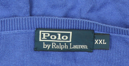 Ralph Lauren Men’s Blue 2XL Cotton V-Neck Jumper Pullover Knit