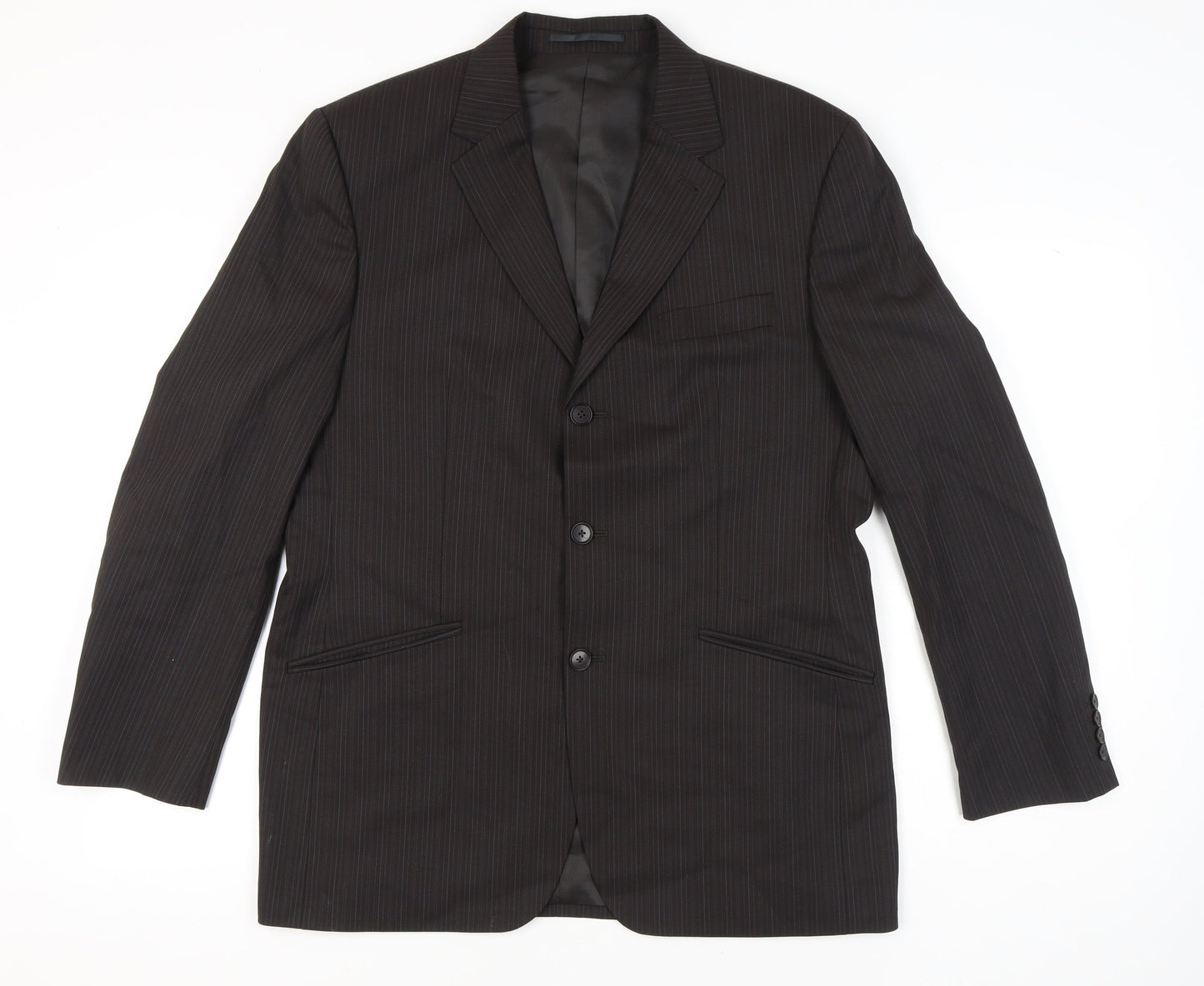 Next Men’s Brown 42R Pinstripe Wool Blend Blazer Jacket