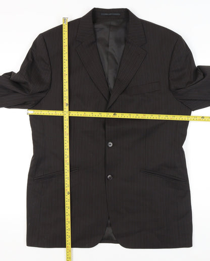 Next Men’s Brown 42R Pinstripe Wool Blend Blazer Jacket