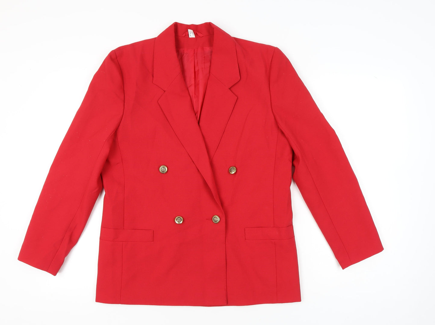 C&A Women Red Size 14 Double-Breasted Blazer Jacket