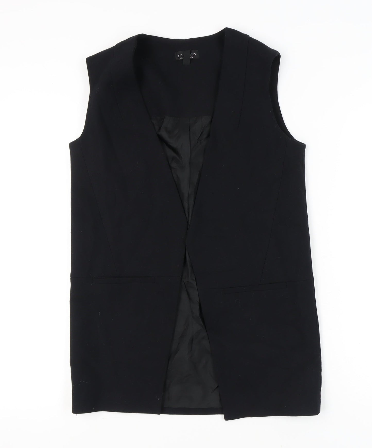 Topshop Women’s Black UK 8 Sleeveless Long Suit Waistcoat
