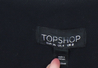 Topshop Women’s Black UK 8 Sleeveless Long Suit Waistcoat