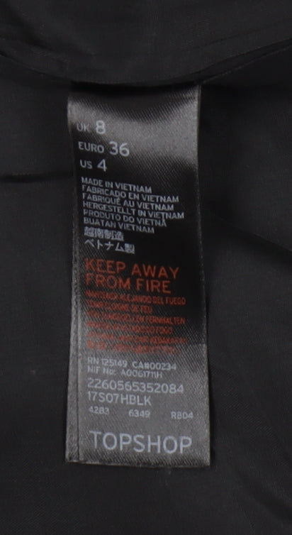 Topshop Women’s Black UK 8 Sleeveless Long Suit Waistcoat