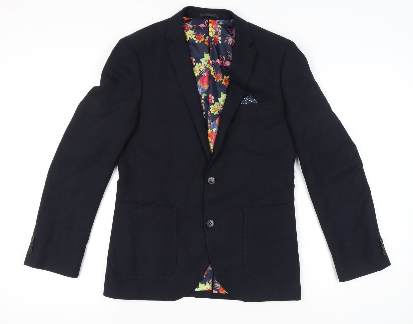 Moss London Men's Blue Blazer Jacket 38 Regular Polyester Viscose