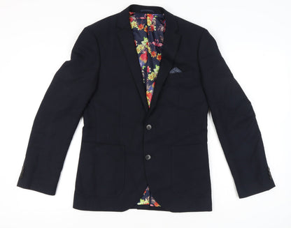 Moss London Men's Blue Blazer Jacket 38 Regular Polyester Viscose