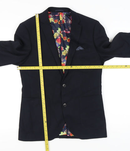 Moss London Men's Blue Blazer Jacket 38 Regular Polyester Viscose