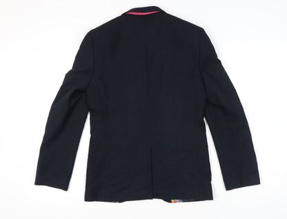 Moss London Men's Blue Blazer Jacket 38 Regular Polyester Viscose