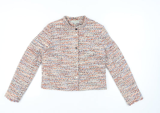H&M Women’s Multicoloured Bouclé Cropped Suit Jacket Size 8