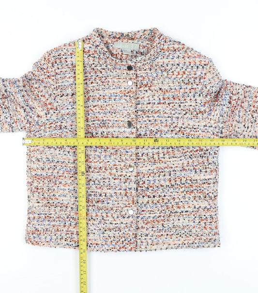 H&M Women’s Multicoloured Bouclé Cropped Suit Jacket Size 8