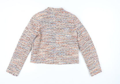 H&M Women’s Multicoloured Bouclé Cropped Suit Jacket Size 8