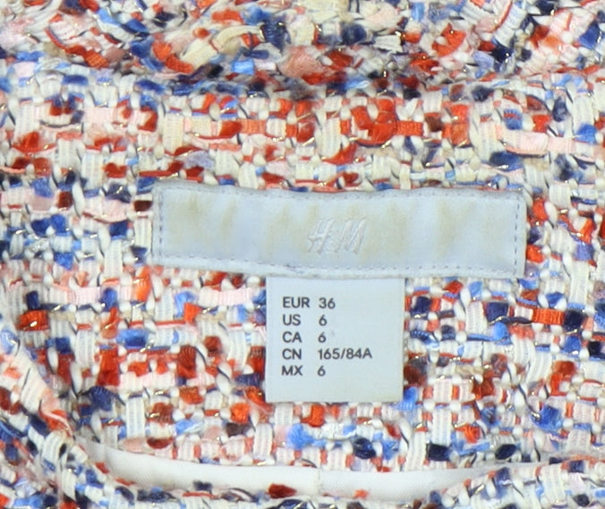 H&M Women’s Multicoloured Bouclé Cropped Suit Jacket Size 8