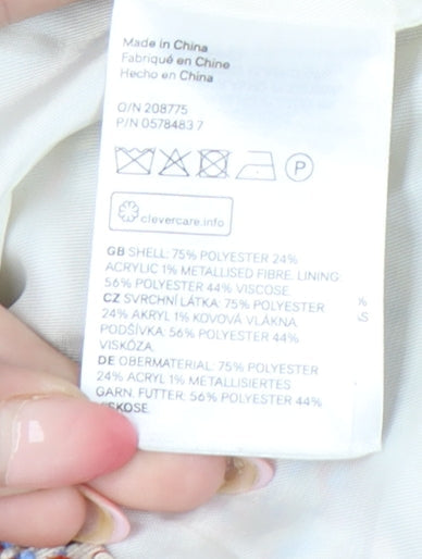 H&M Women’s Multicoloured Bouclé Cropped Suit Jacket Size 8