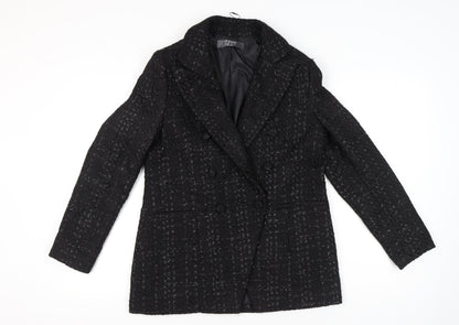 Primark Womens Black Bouclé Double-Breasted Blazer UK 12