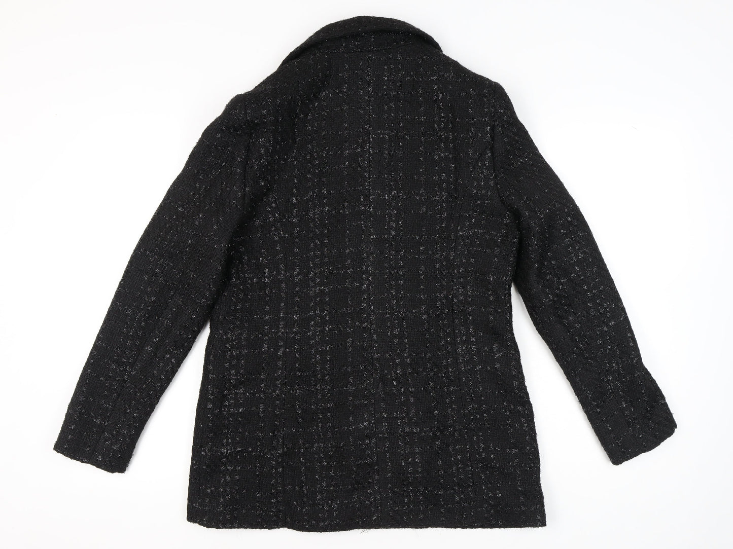 Primark Womens Black Bouclé Double-Breasted Blazer UK 12