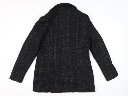 Primark Womens Black Bouclé Double-Breasted Blazer UK 12