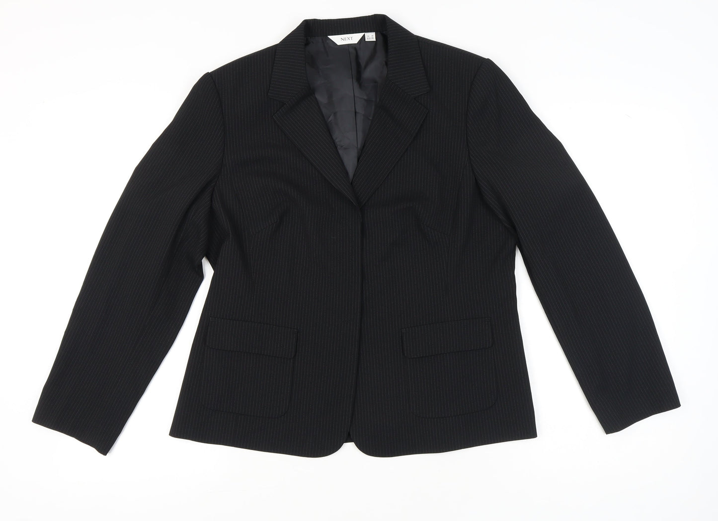 Next Womens Black Pinstripe Blazer UK 18 Regular Fit Work Jacket