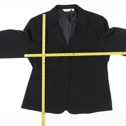 Next Womens Black Pinstripe Blazer UK 18 Regular Fit Work Jacket