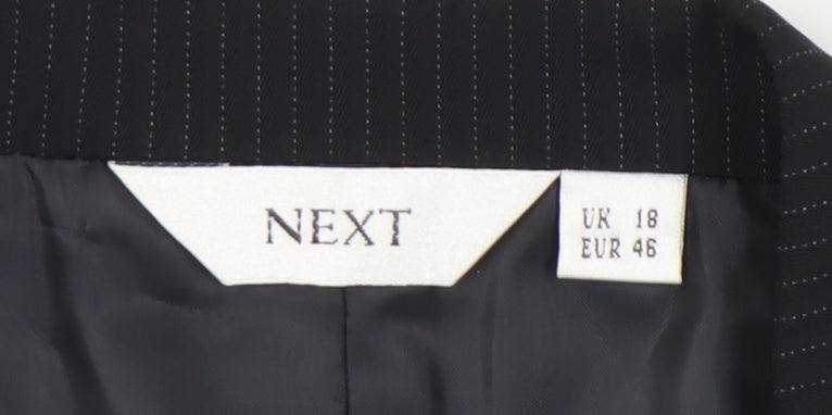 Next Womens Black Pinstripe Blazer UK 18 Regular Fit Work Jacket