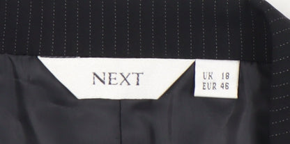 Next Womens Black Pinstripe Blazer UK 18 Regular Fit Work Jacket
