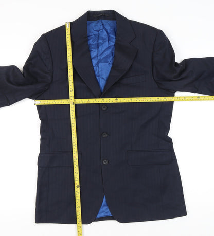 Charles Tyrwhitt Men's Blue 38R Wool Blazer Jacket Notch Lapel
