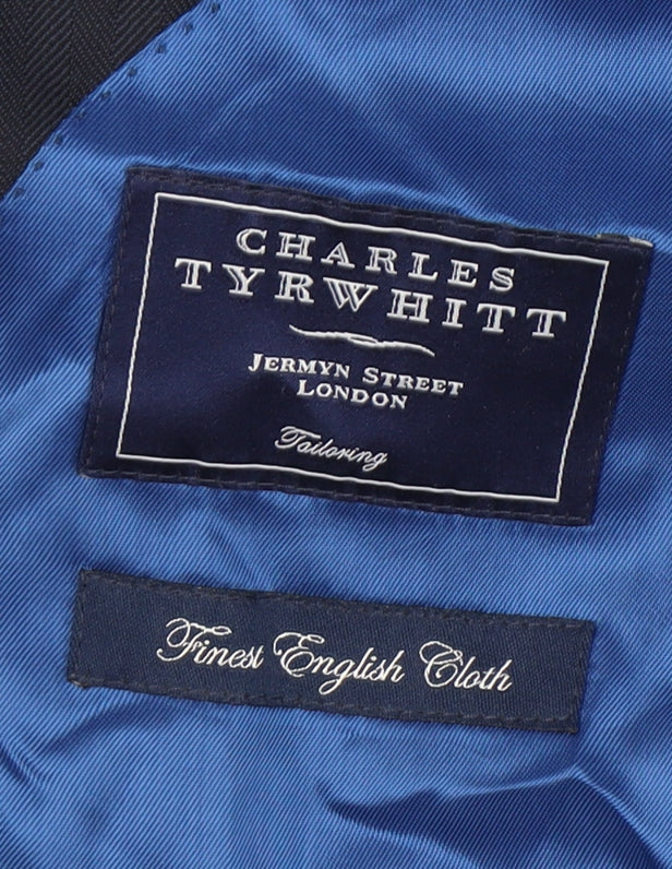Charles Tyrwhitt Men's Blue 38R Wool Blazer Jacket Notch Lapel