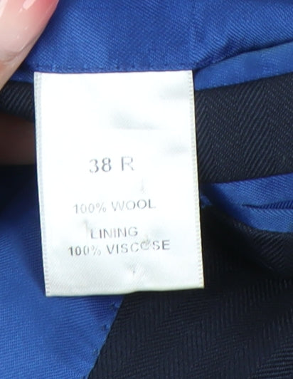 Charles Tyrwhitt Men's Blue 38R Wool Blazer Jacket Notch Lapel